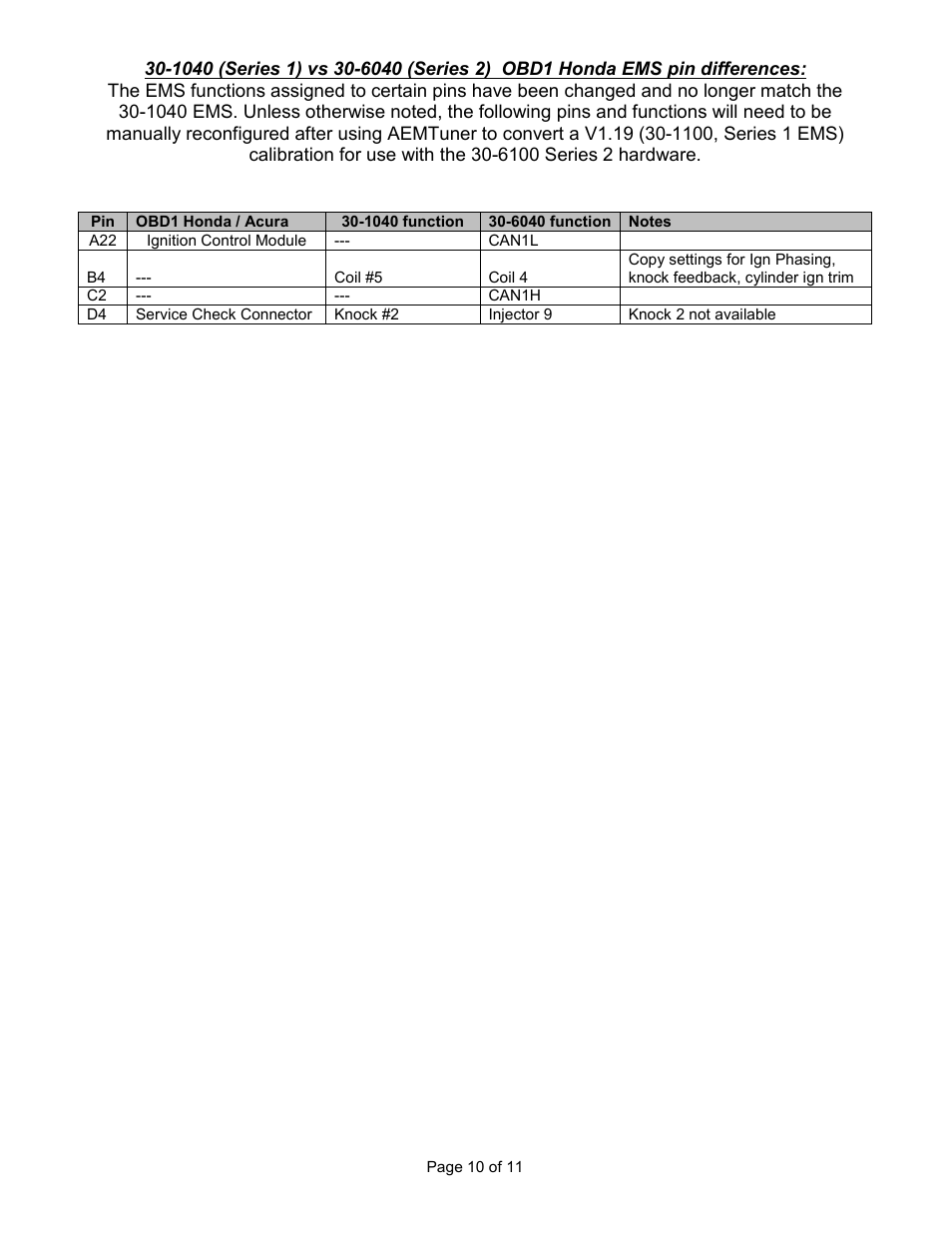 AEM 30-6040 Series 2 Plug & Play EMS User Manual | Page 10 / 11