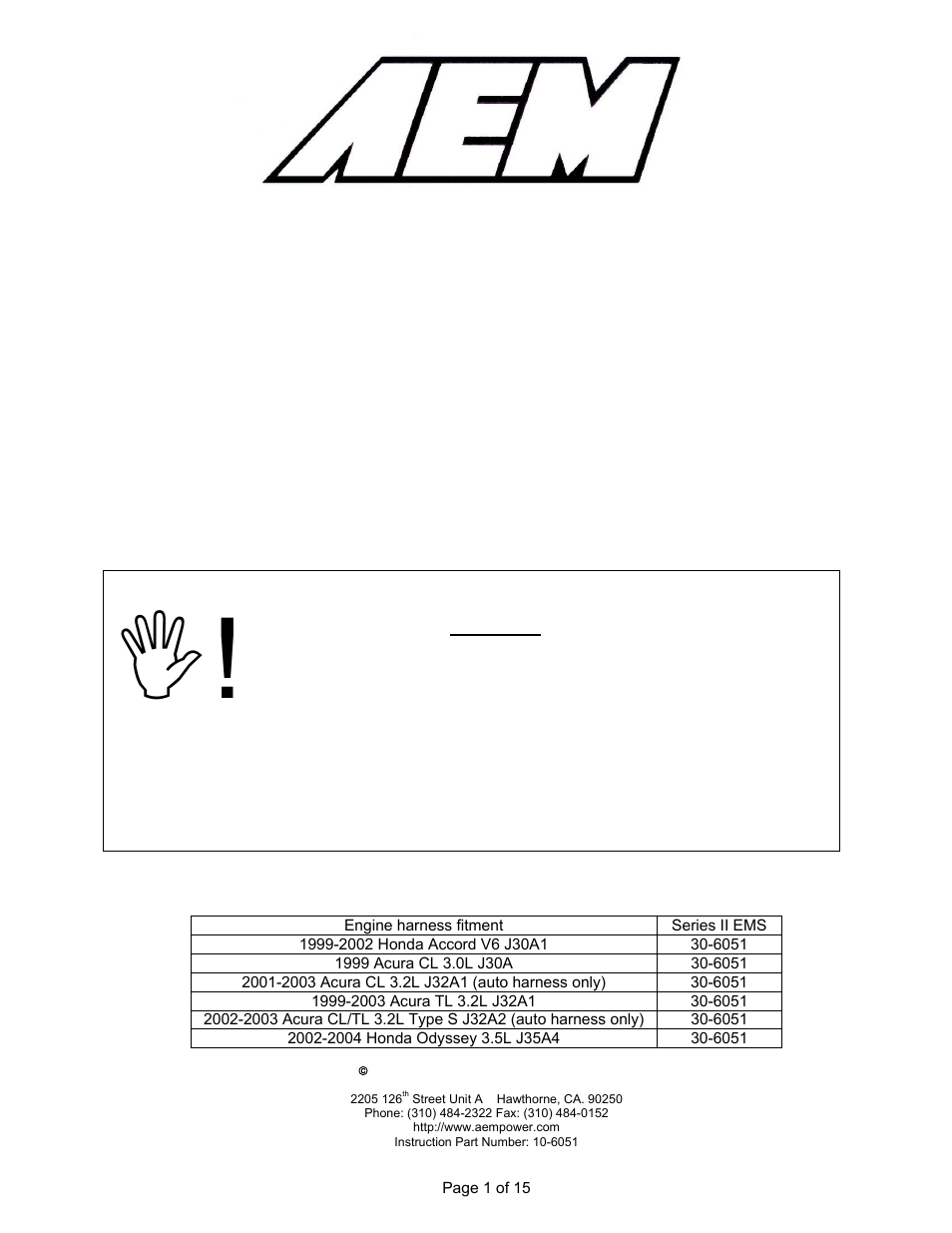 AEM 30-6051 Series 2 Plug & Play EMS User Manual | 15 pages