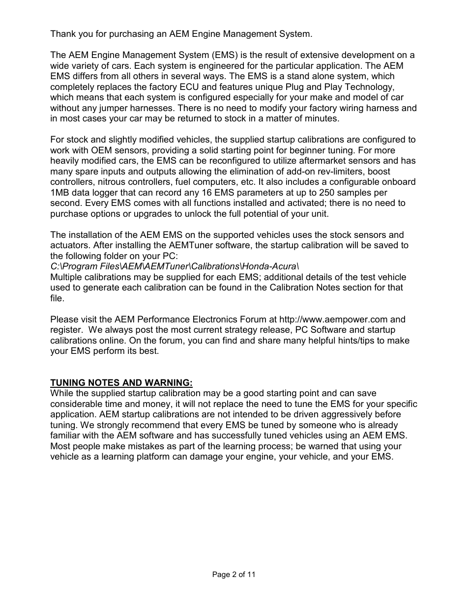 AEM 30-6052 Series 2 Plug & Play EMS User Manual | Page 2 / 11