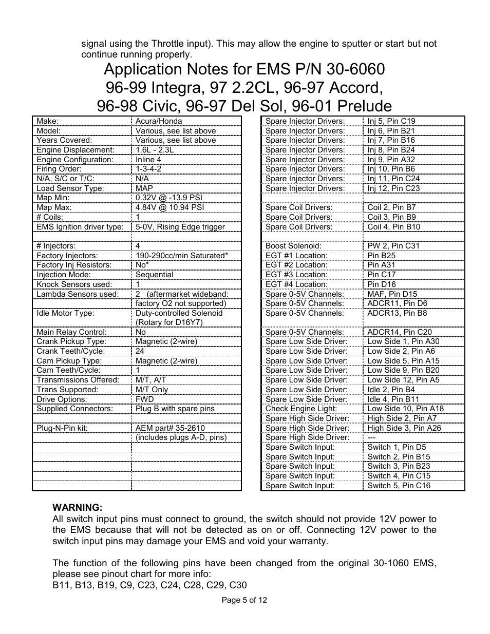 AEM 30-6060 Series 2 Plug & Play EMS User Manual | Page 5 / 12