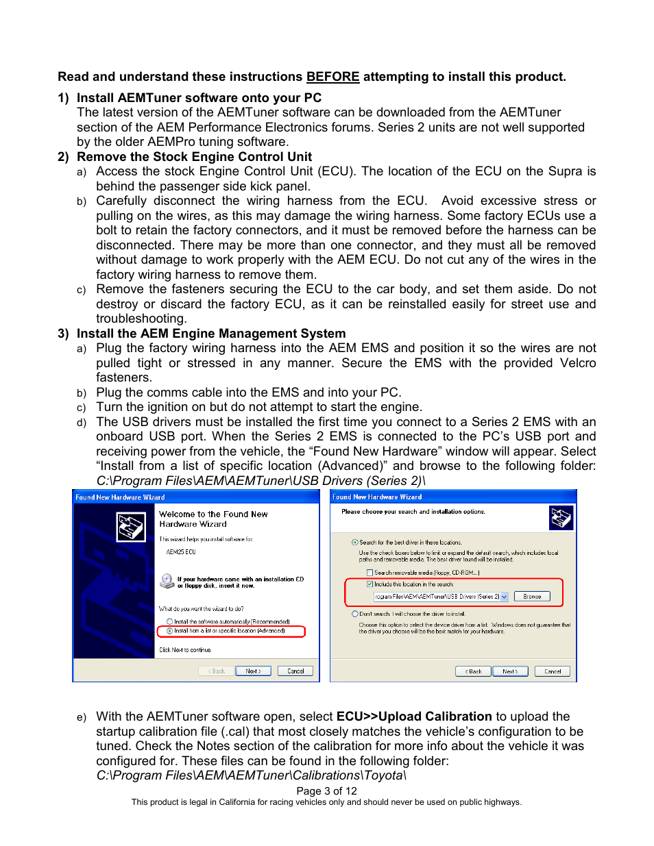 AEM 30-6100 Series 2 Plug & Play EMS User Manual | Page 3 / 12