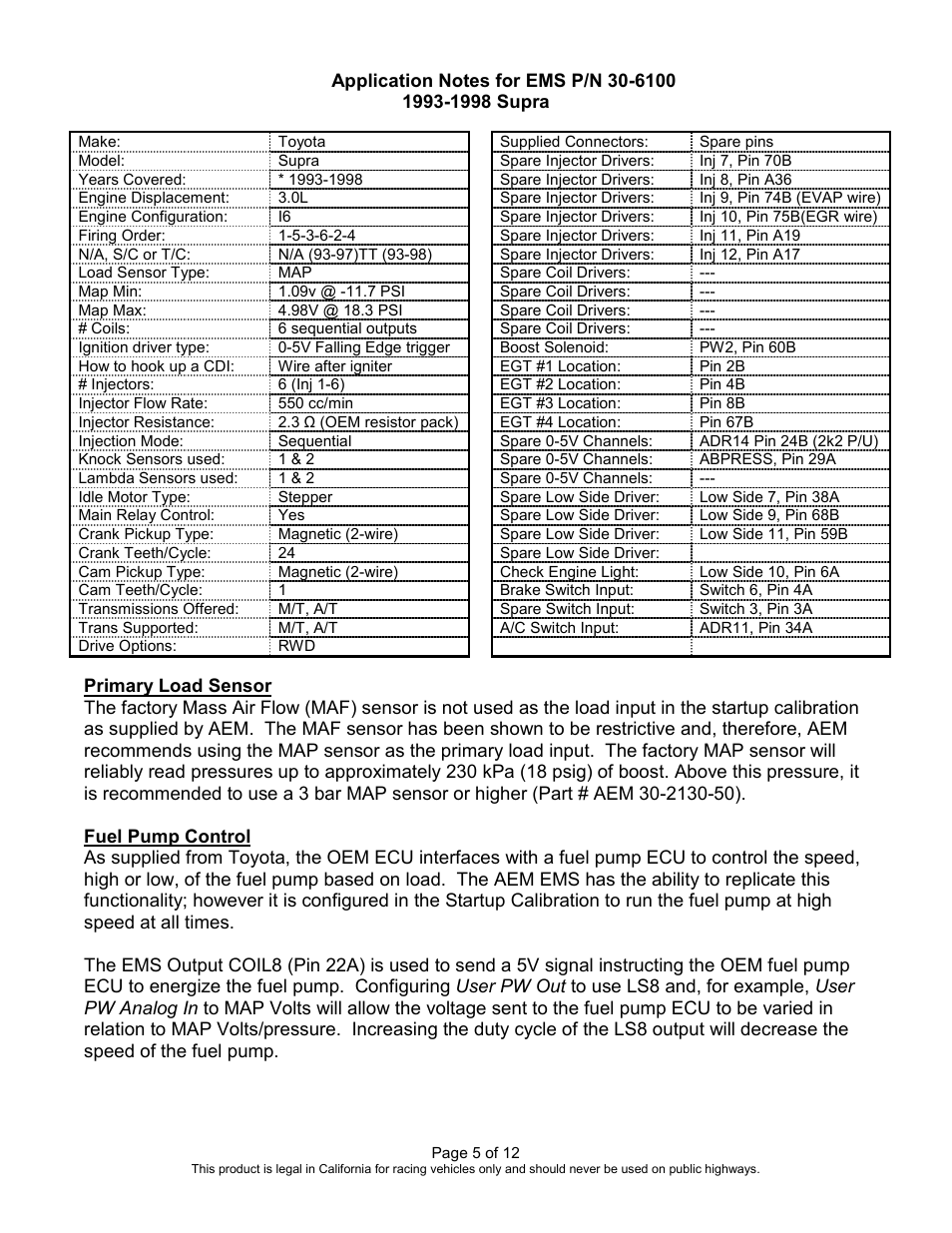 AEM 30-6100 Series 2 Plug & Play EMS User Manual | Page 5 / 12