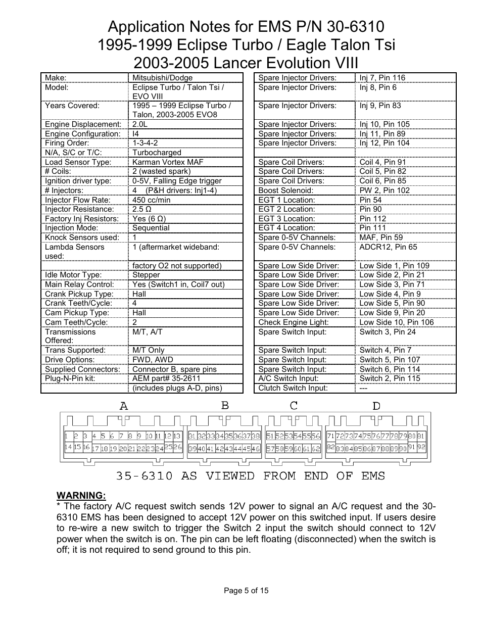 AEM 30-6310 Series 2 Plug & Play EMS User Manual | Page 5 / 15