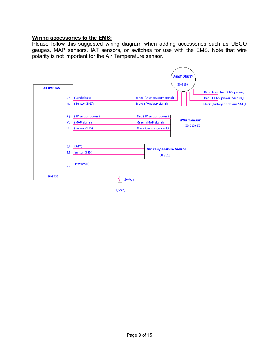 AEM 30-6310 Series 2 Plug & Play EMS User Manual | Page 9 / 15