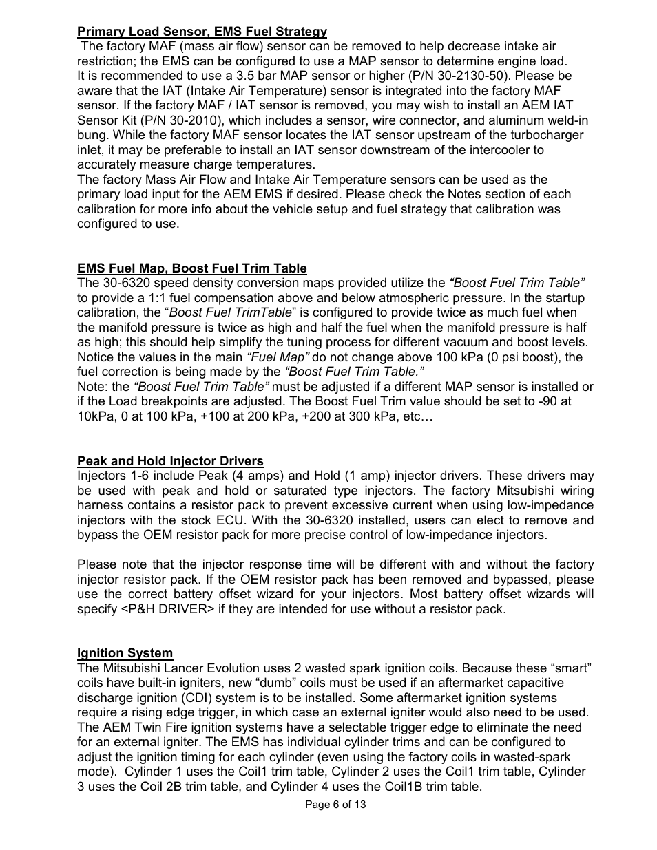 AEM 30-6320 Series 2 Plug & Play EMS User Manual | Page 6 / 13