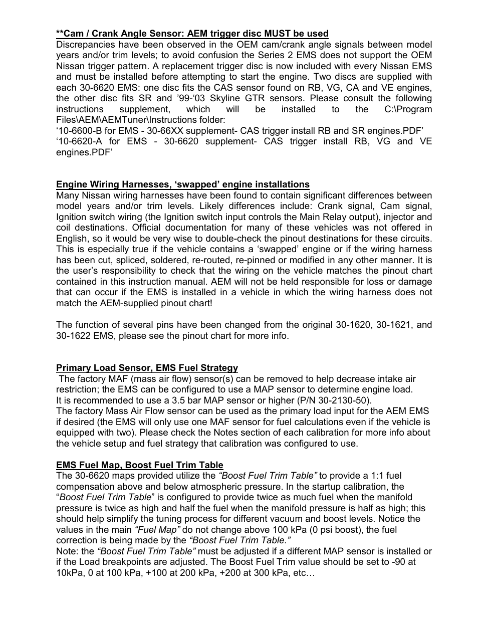 AEM 30-6620 Series 2 Plug & Play EMS User Manual | Page 7 / 14