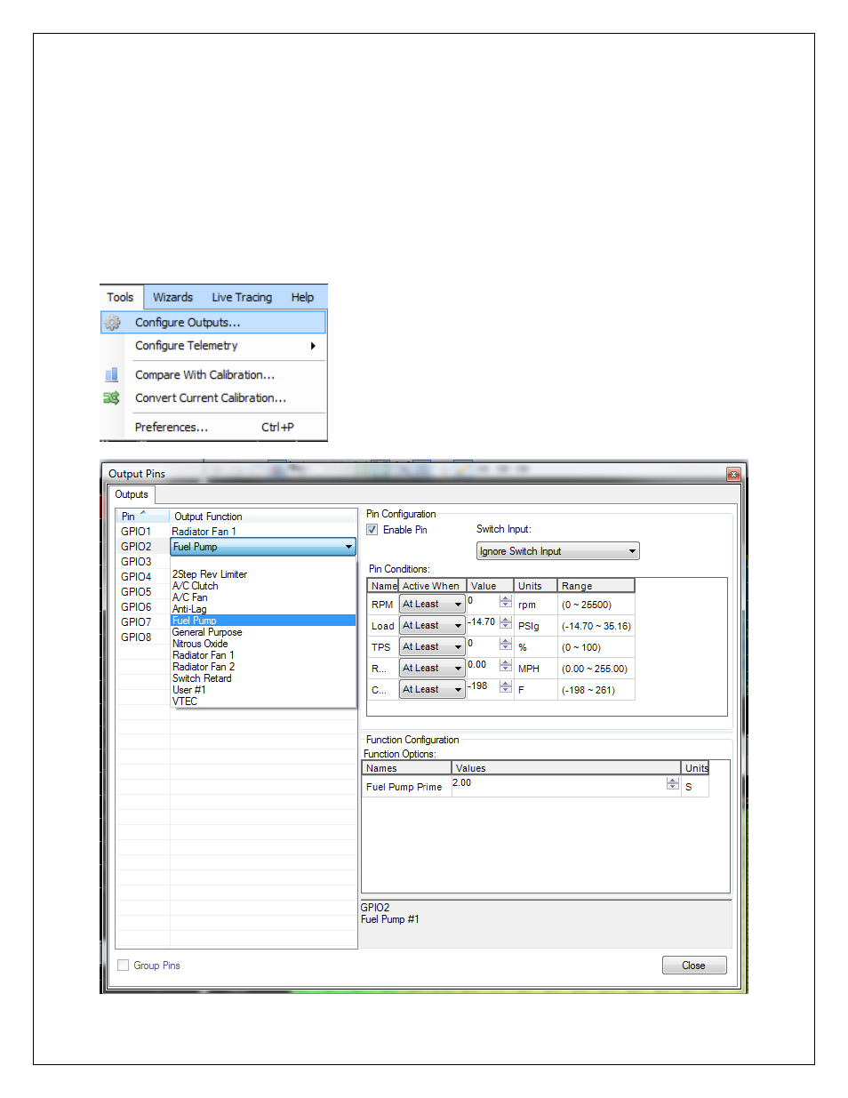 Fuel system setup, Fuel pump setup | AEM 30-6905 Universal Programmable EMS-4 User Manual | Page 134 / 279