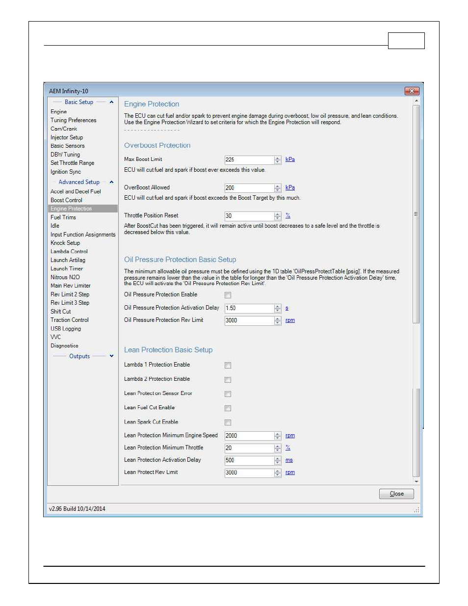 Engine protection | AEM 30-71XX Infinity Stand-Alone Programmable Engine Mangement System Full Manual User Manual | Page 153 / 408