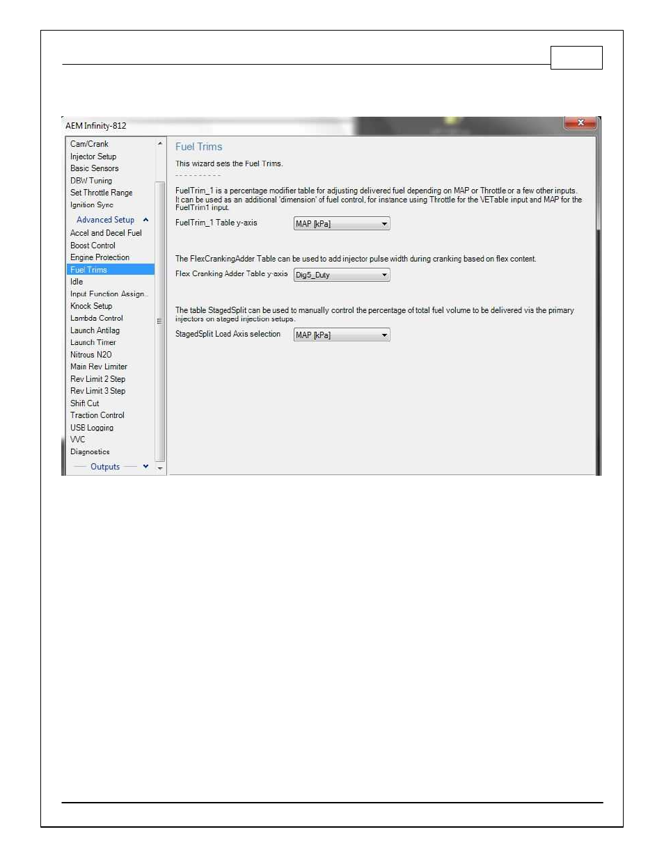 Fuel trims | AEM 30-71XX Infinity Stand-Alone Programmable Engine Mangement System Full Manual User Manual | Page 157 / 408