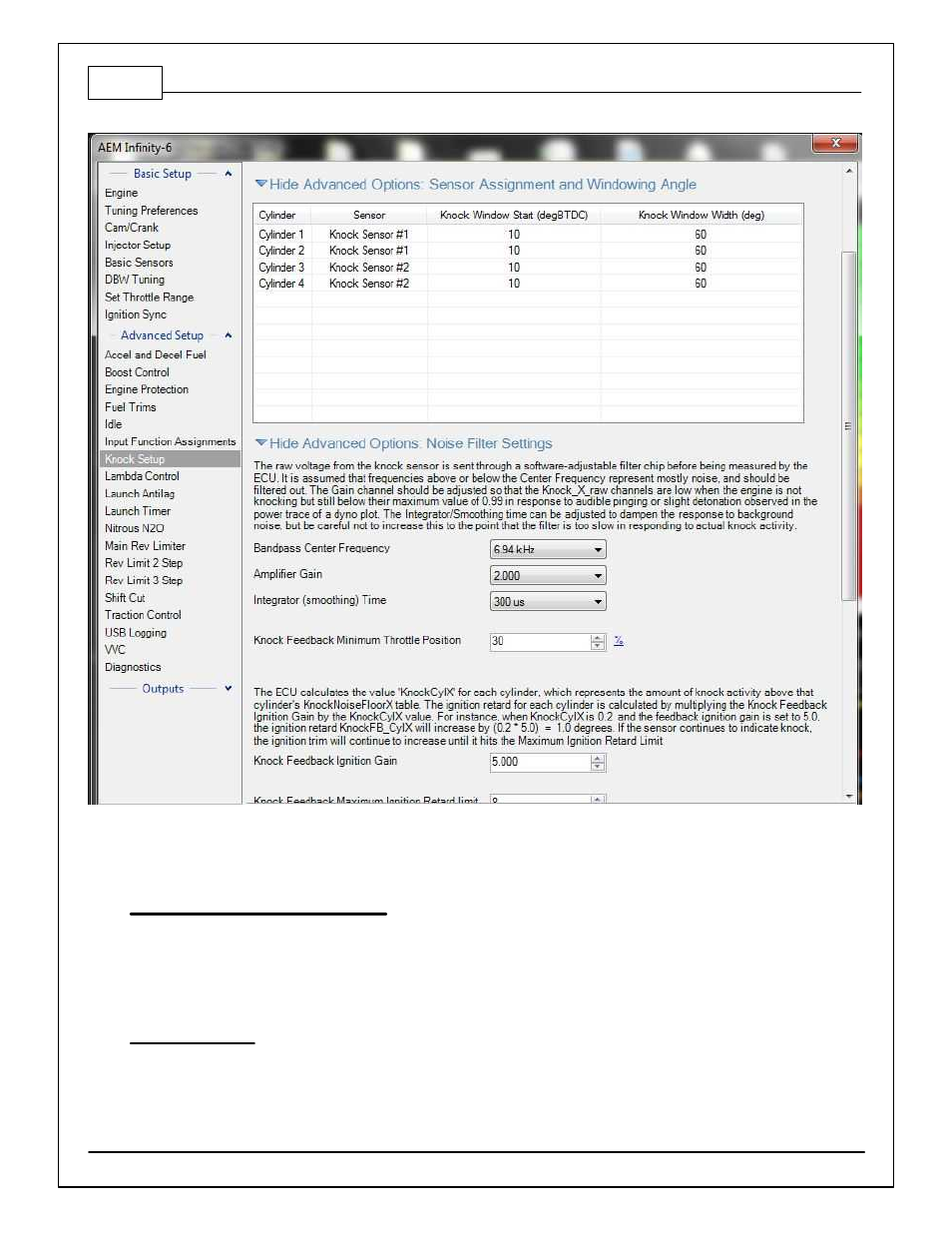 Advanced options: noise filter settings | AEM 30-71XX Infinity Stand-Alone Programmable Engine Mangement System Full Manual User Manual | Page 198 / 408