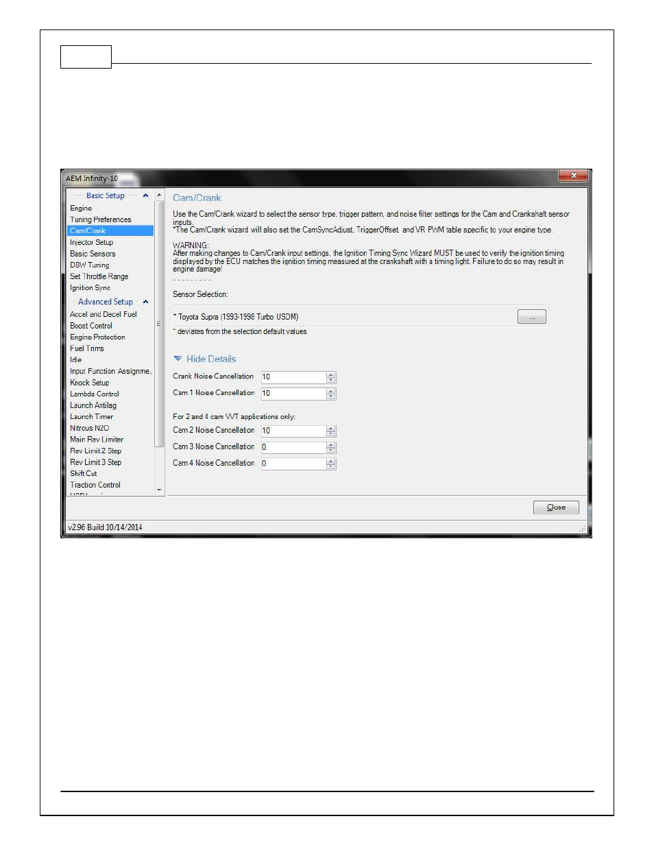 Cam/crank | AEM 30-71XX Infinity Stand-Alone Programmable Engine Mangement System Full Manual User Manual | Page 94 / 408