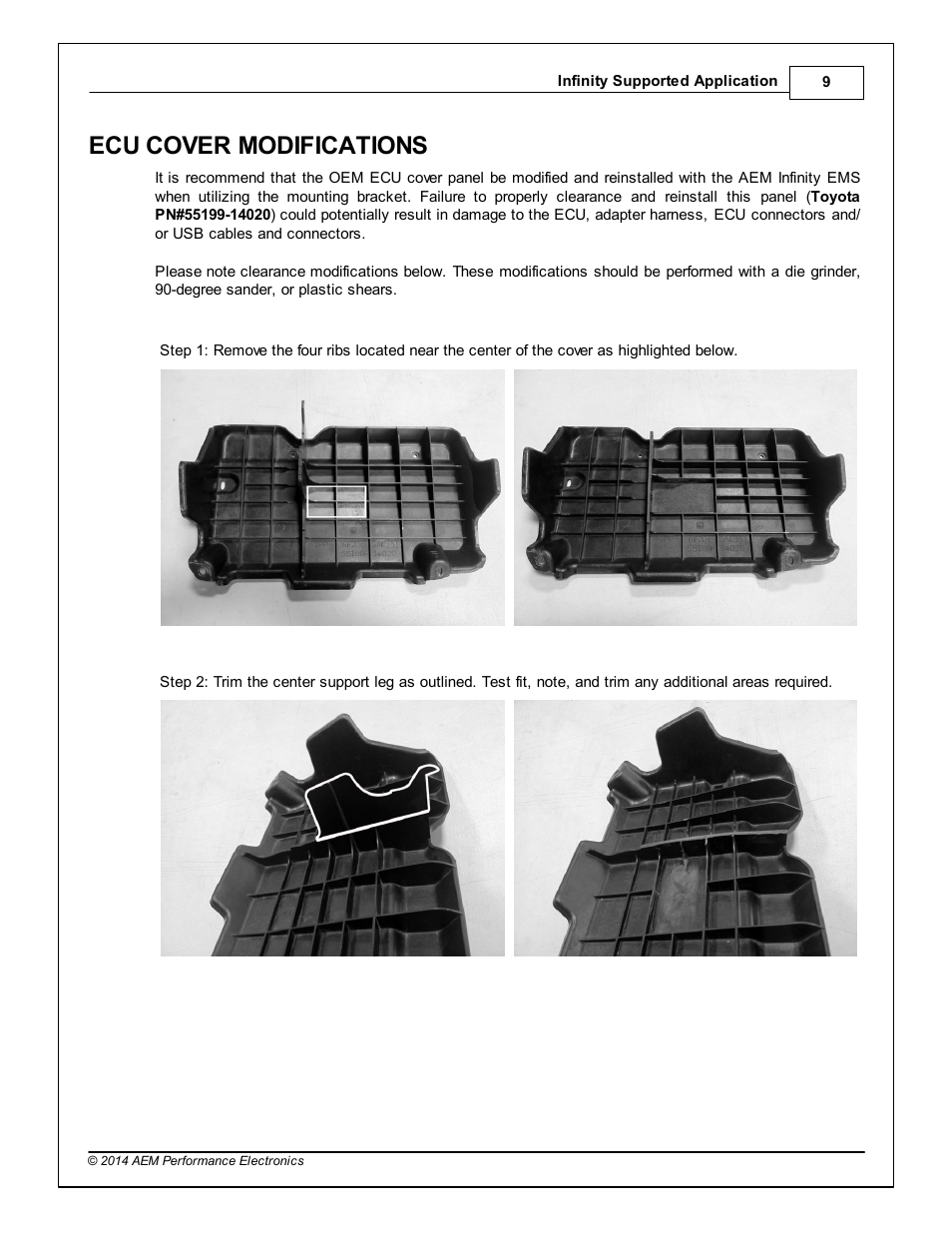 Ecu cover modifications | AEM Infinity Supported Applications - Toyota 1993-1997 Supra Turbo User Manual | Page 9 / 19