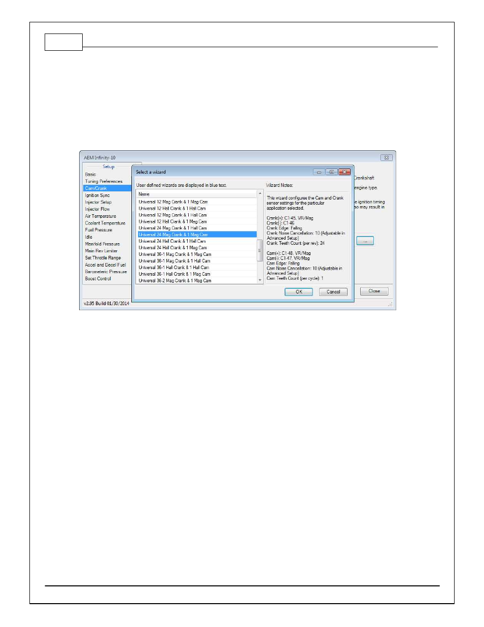 Cam/crank | AEM Infinity Supported Applications - Universal V8 Engine User Manual | Page 30 / 46