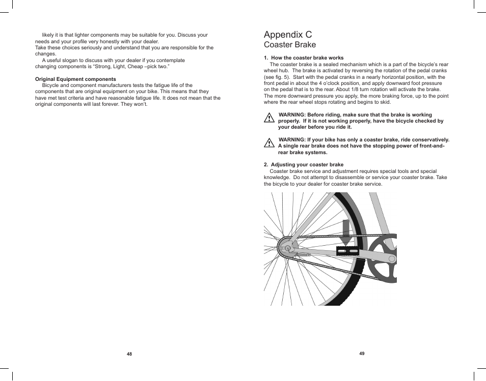 Appendix c, Coaster brake | Electra Bicycle User Manual | Page 27 / 31