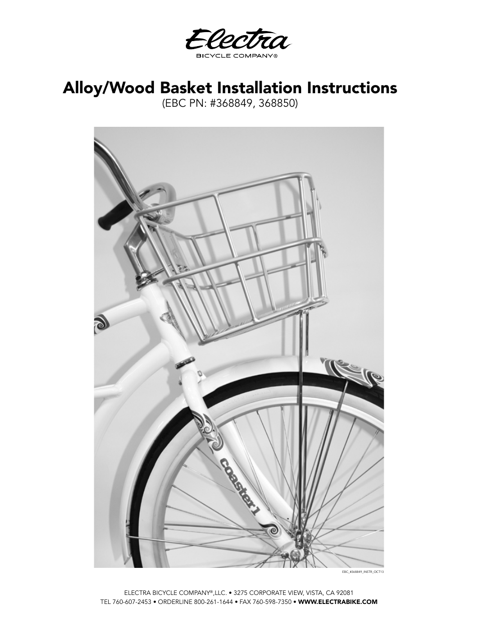 Electra Alloy/Wood Basket (368849, 368850) User Manual | 4 pages