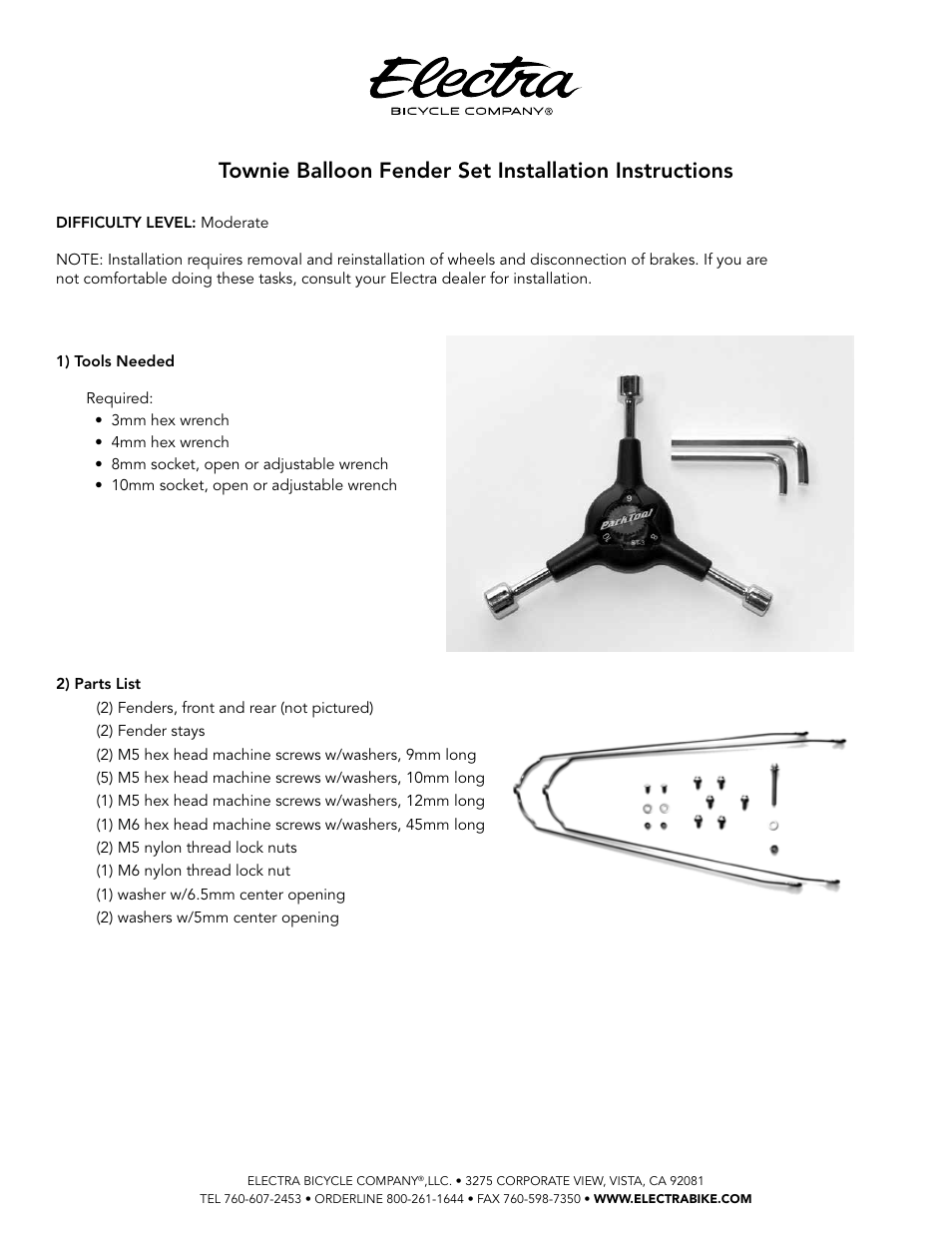 Electra Townie Balloon Fender Set (350106, 350107) User Manual | Page 2 / 4