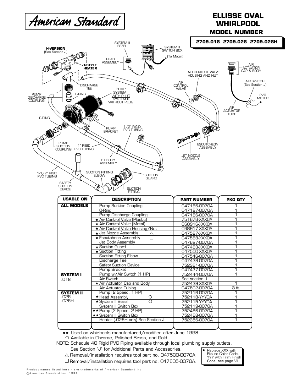 American Standard Ellisse Oval Whirlpool 2709.028H User Manual | 1 page