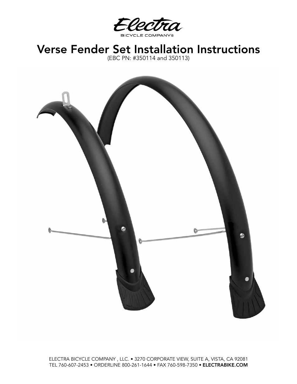 Electra Verse Fender Set (350114, 350113) User Manual | 5 pages