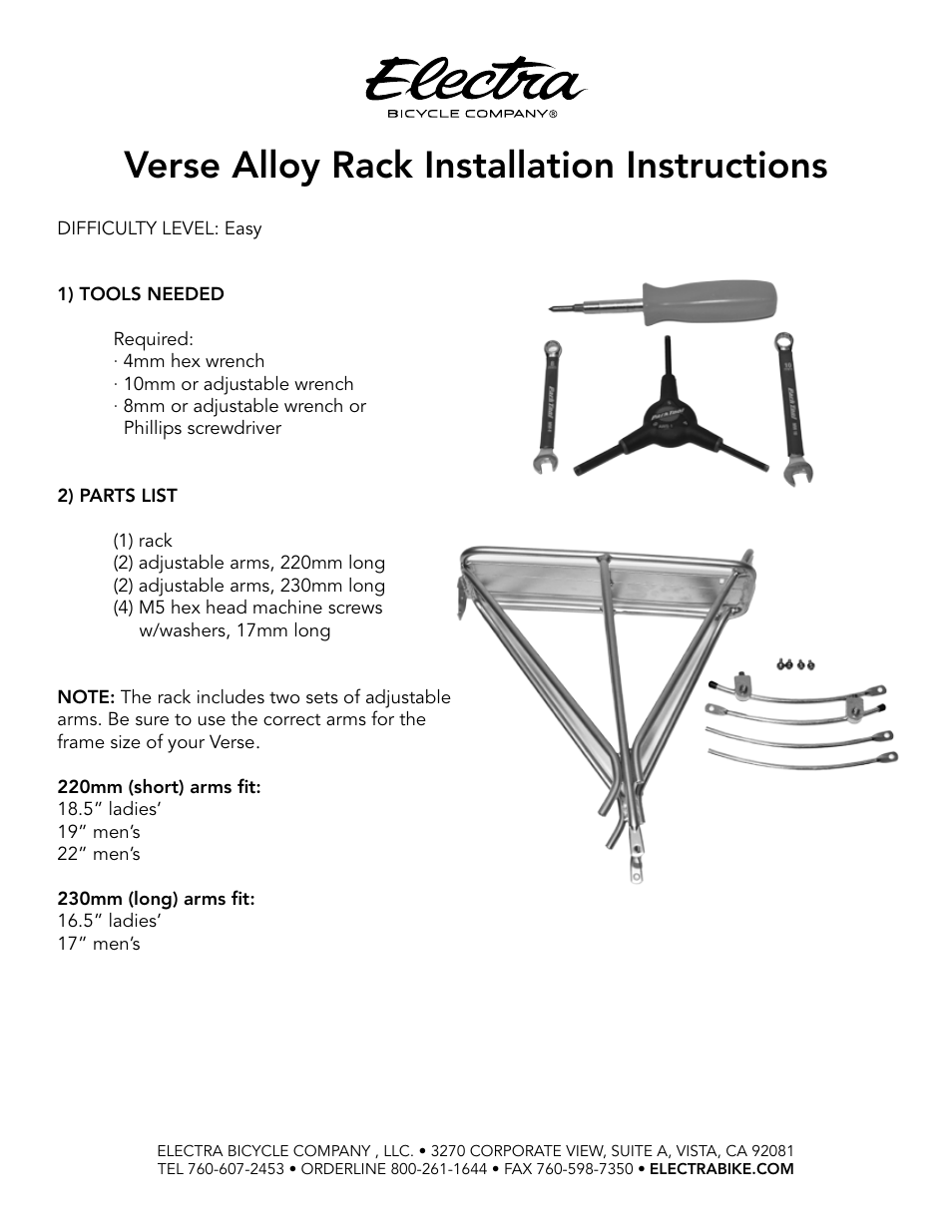 Verse alloy rack installation instructions | Electra Verse Alloy Rack User Manual | Page 2 / 4