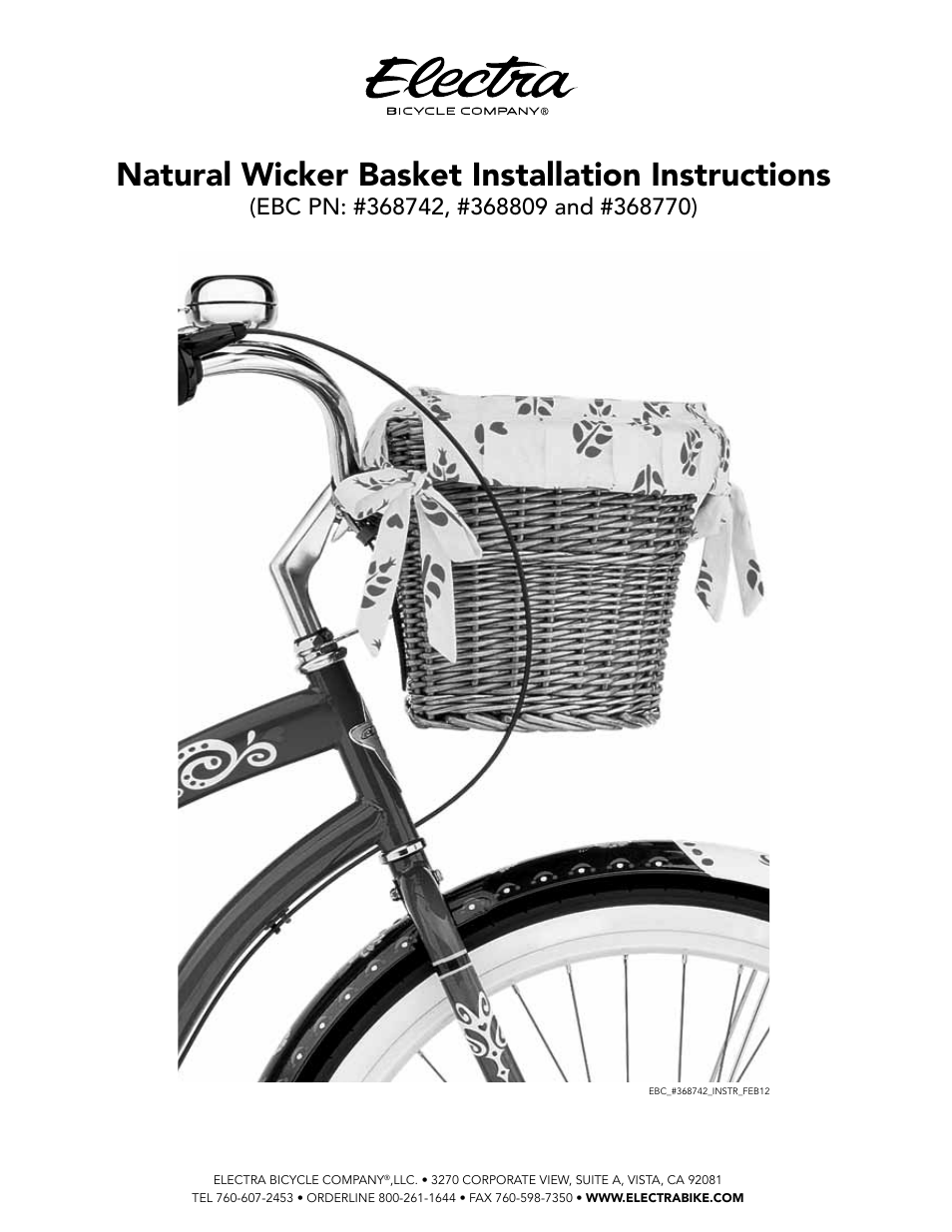 Electra Natural Wicker Basket (368742, 368809, 368770) User Manual | 5 pages