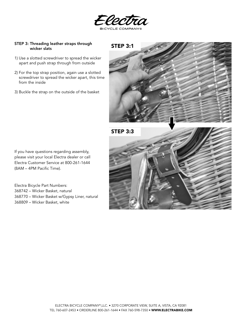 Step 3:1 step 3:3 | Electra Natural Wicker Basket (368742, 368809, 368770) User Manual | Page 5 / 5