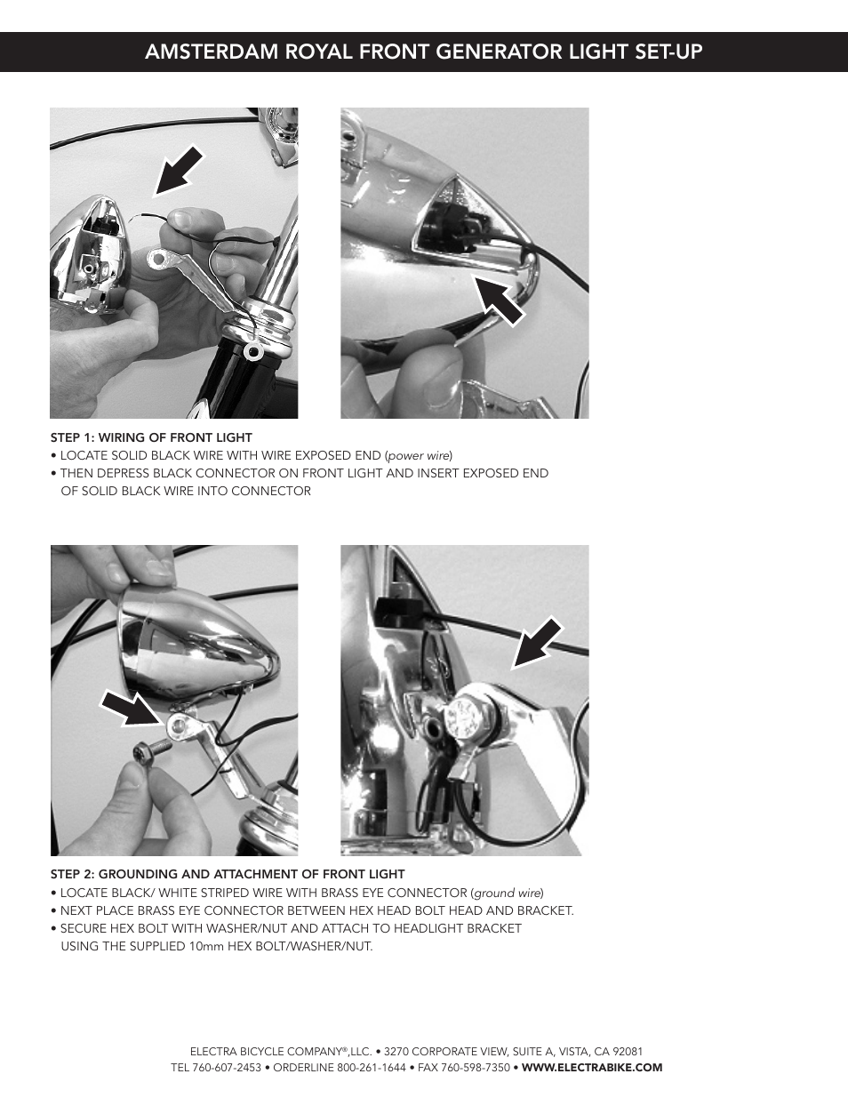 Amsterdam royal front generator light set-up | Electra Amsterdam Royal Light User Manual | Page 2 / 3