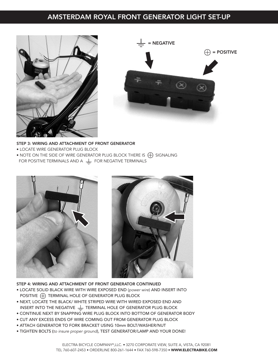 Amsterdam royal front generator light set-up | Electra Amsterdam Royal Light User Manual | Page 3 / 3