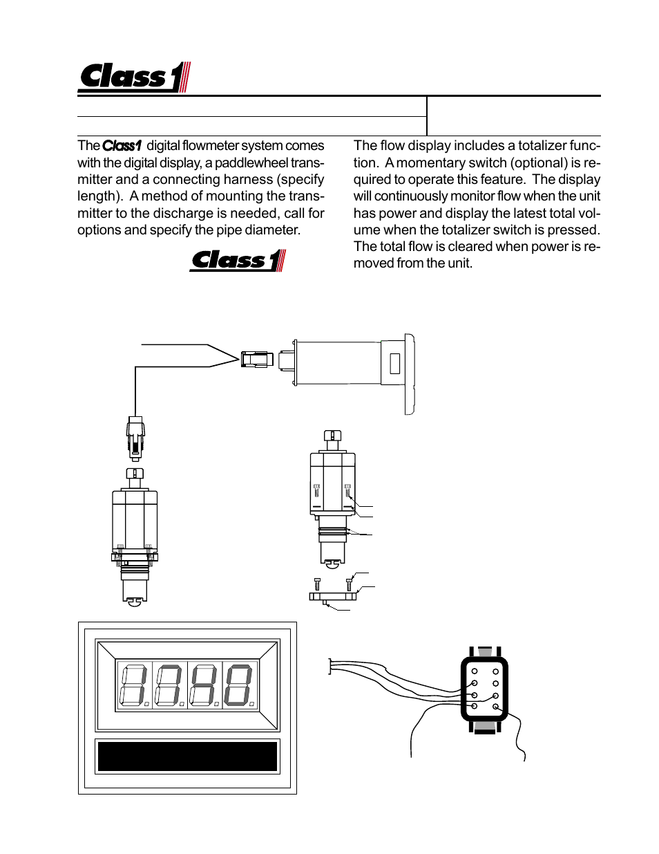 Flow meter, Paddlewheel installation | Class1 Digital Flow Meter User Manual | Page 6 / 9