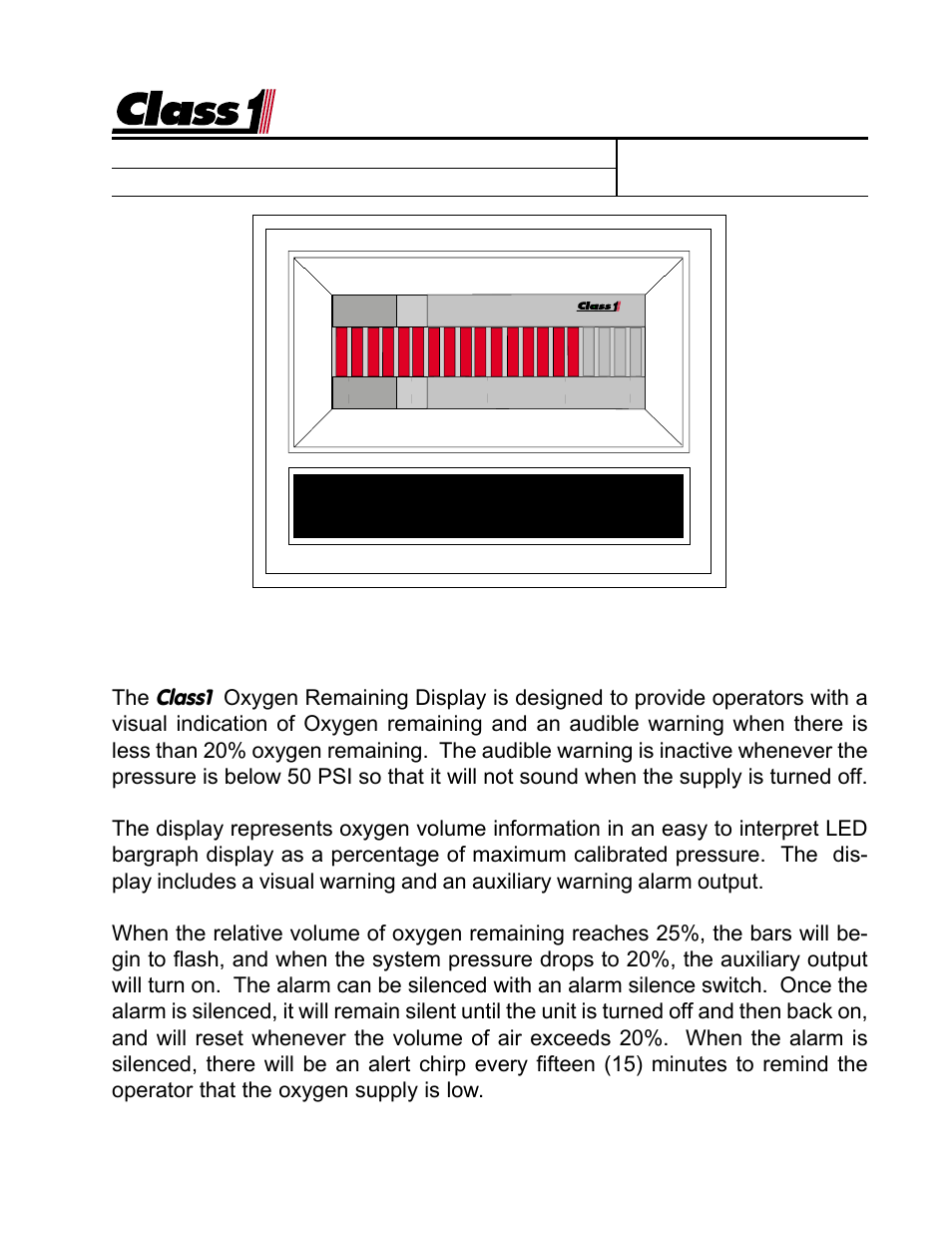 Class1 Digital Oxygen Remaining User Manual | 6 pages