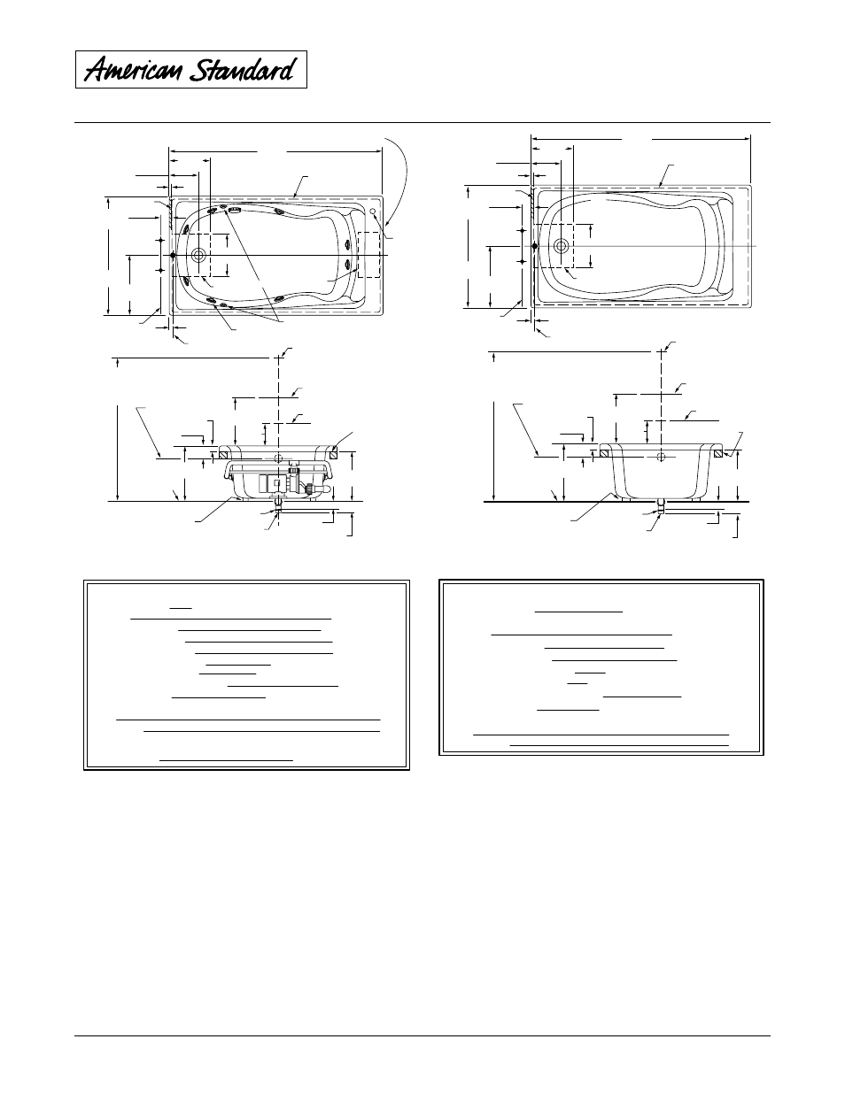 Cadet™ 5’ x 32” whirlpool & bathing pool, High gloss acrylic | American Standard Cadet 2770.018WC User Manual | Page 2 / 2