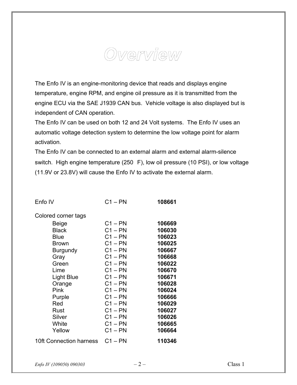 Class1 ENFO IV User Manual | Page 2 / 10