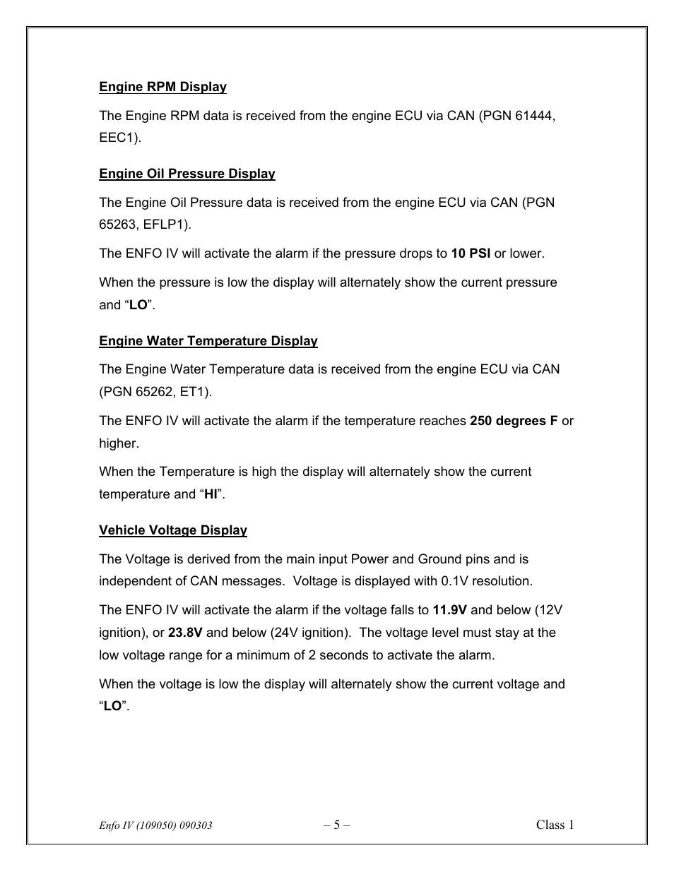 Class1 ENFO IV User Manual | Page 5 / 10