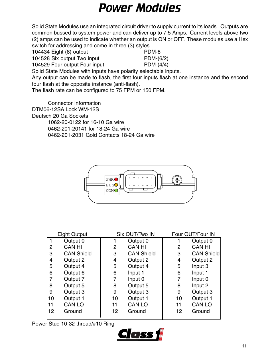 Motor control, Power modules | Class1 ES-Key-USM User Manual | Page 11 / 30