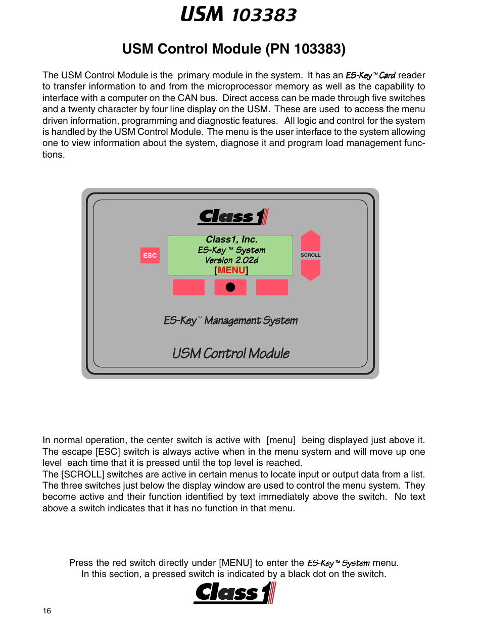 Usm 103383 | Class1 ES-Key-USM User Manual | Page 16 / 30