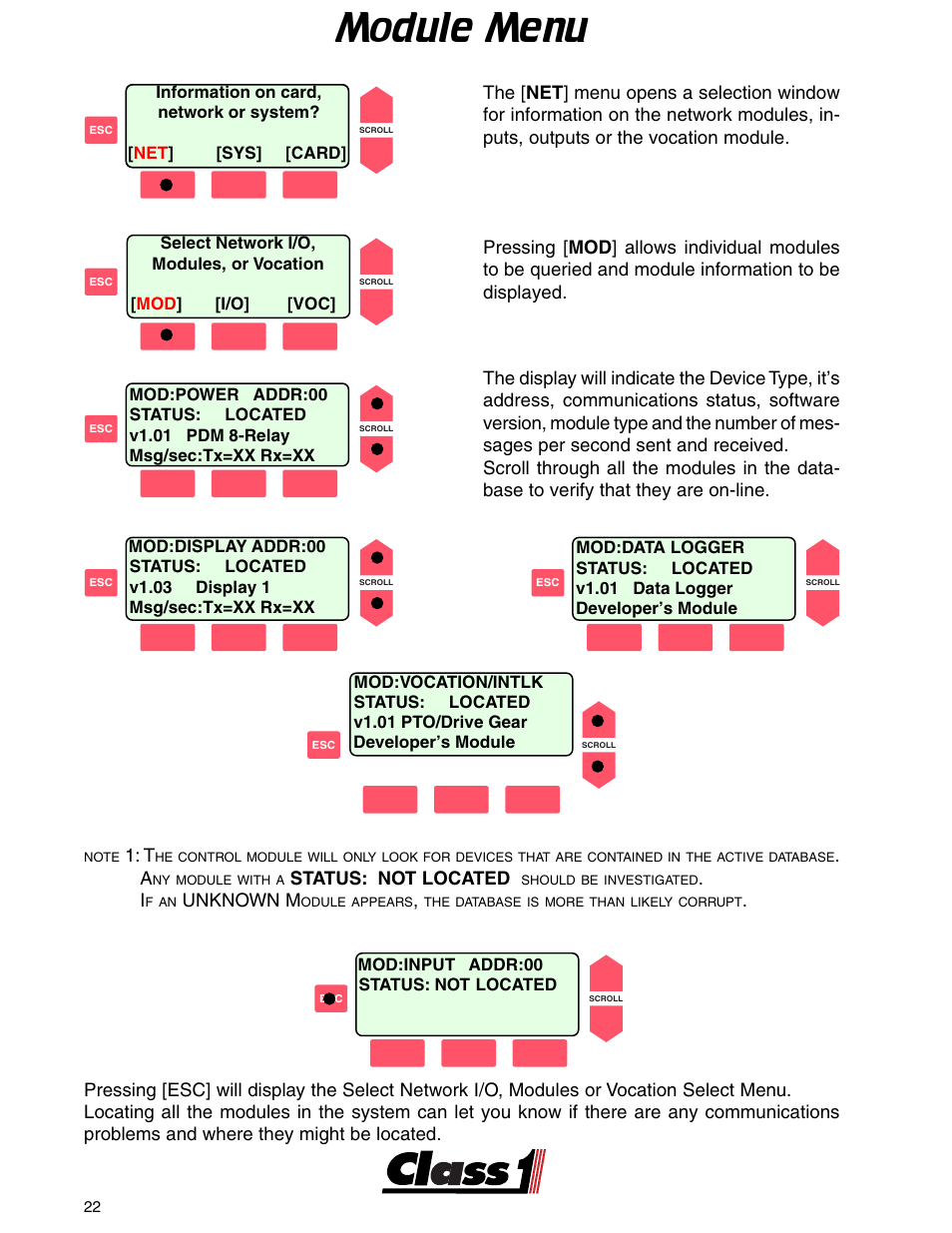 Module menu | Class1 ES-Key-USM User Manual | Page 22 / 30