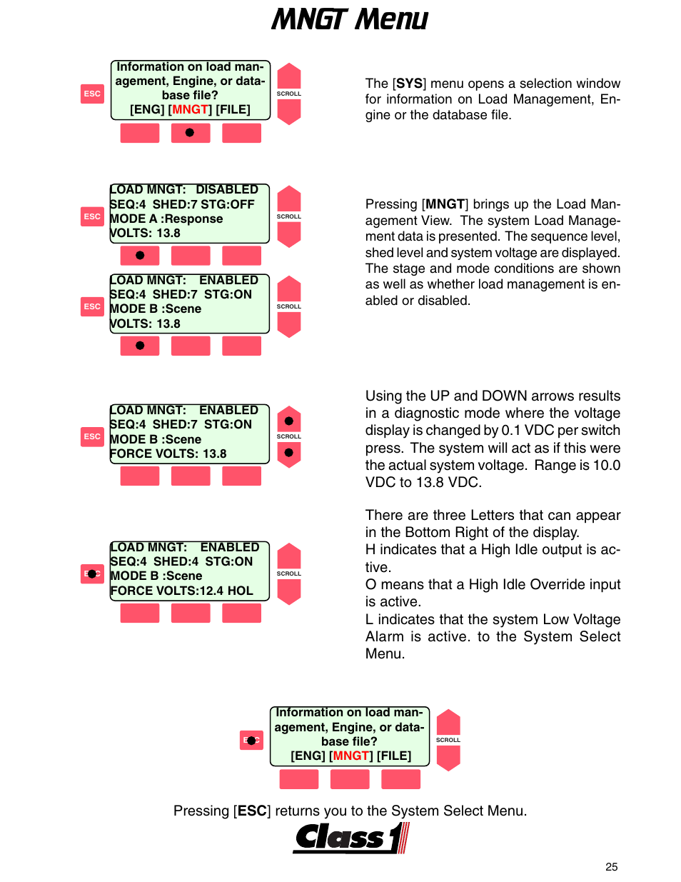 Mngt menu | Class1 ES-Key-USM User Manual | Page 25 / 30