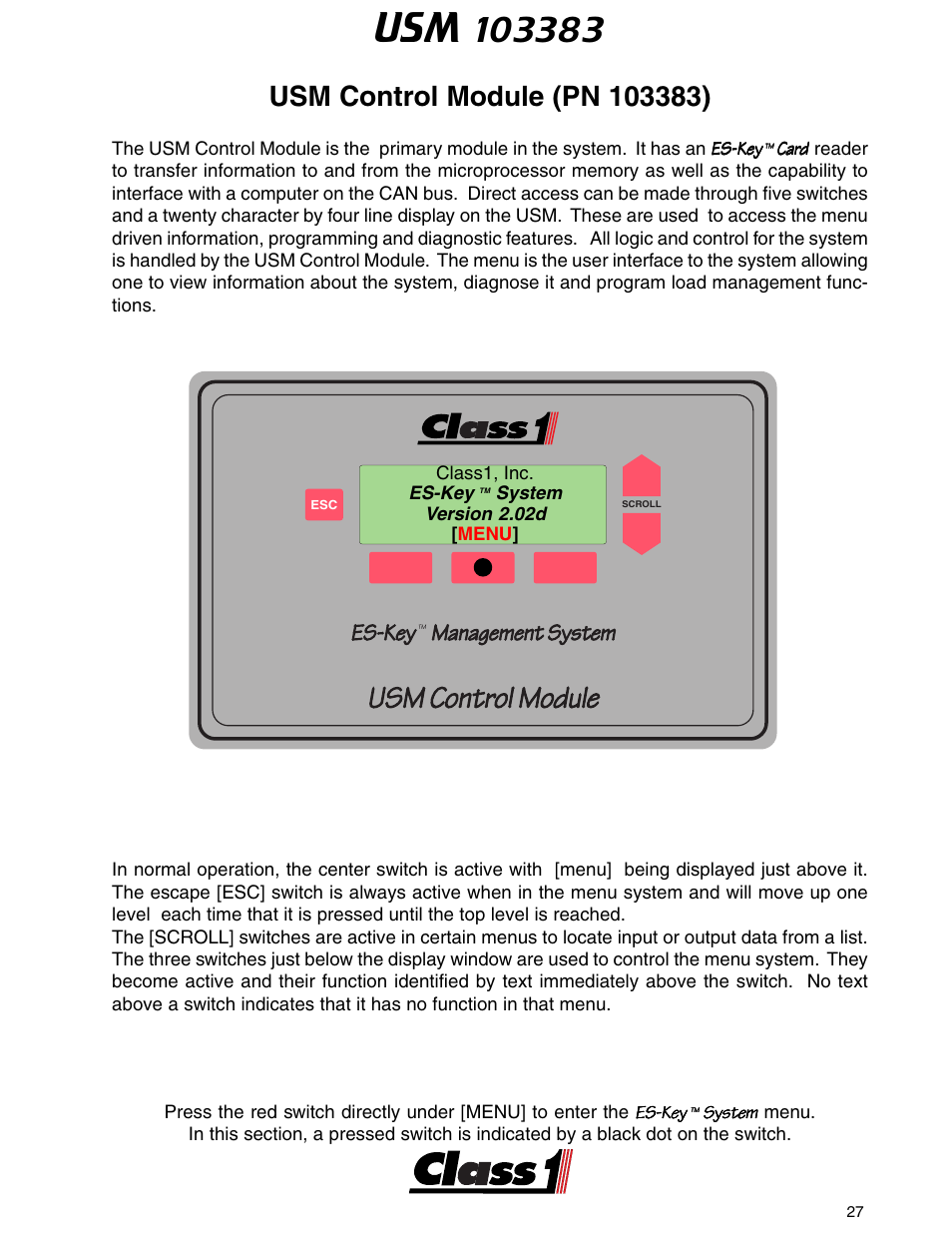 Usm 103383 | Class1 ES-Key-USM User Manual | Page 27 / 30