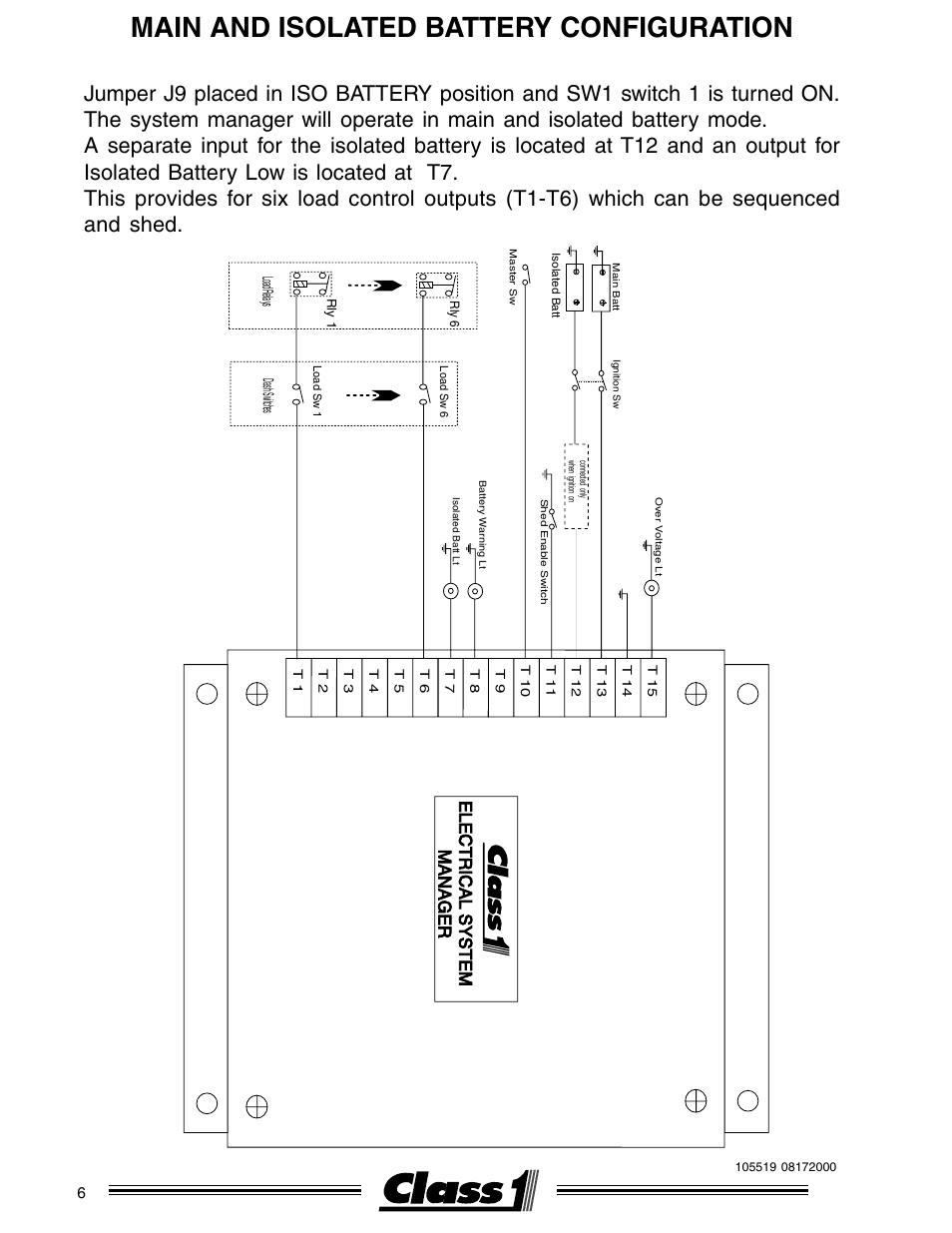 Main and isolated battery config, Main and isolated battery configuration, Electrical system manager | Class1 ESM3 User Manual | Page 6 / 14