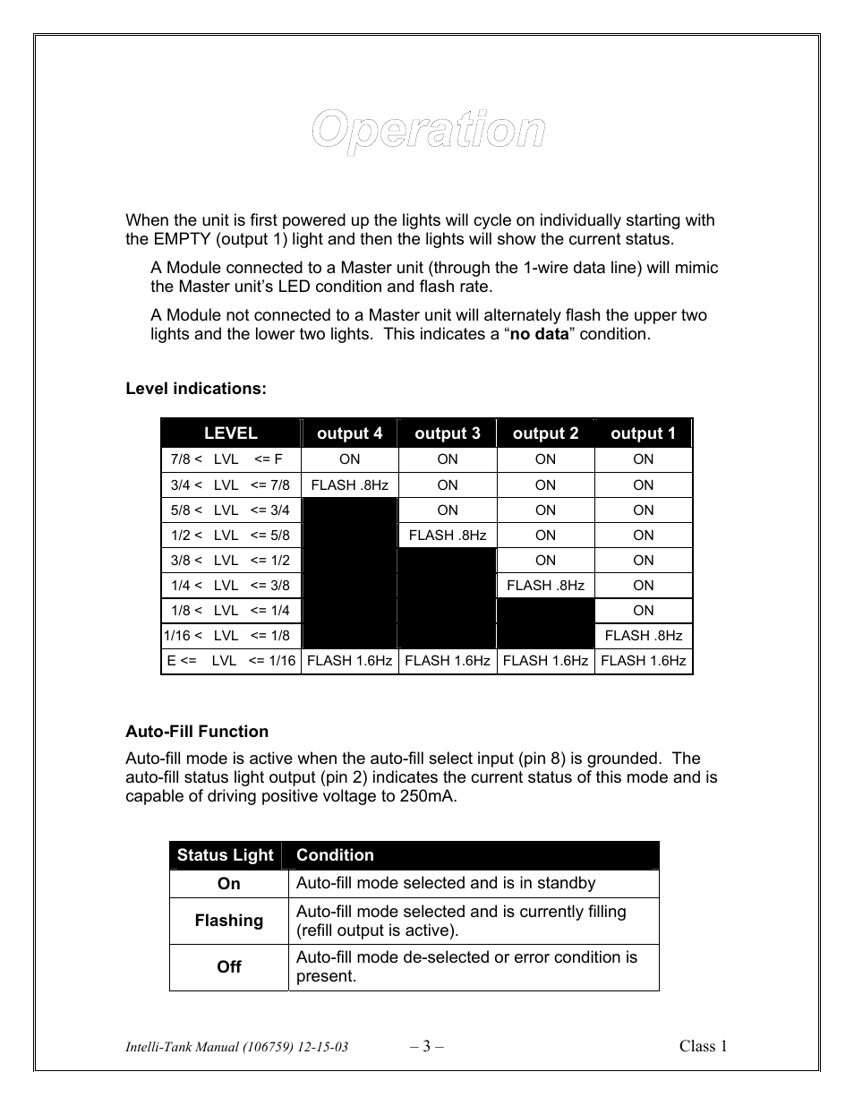 Operation | Class1 Intelli Tank 4 light driver module User Manual | Page 3 / 9