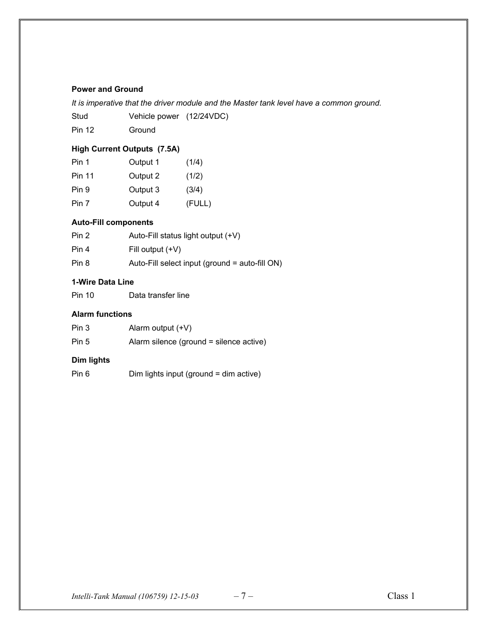 Class1 Intelli Tank 4 light driver module User Manual | Page 7 / 9