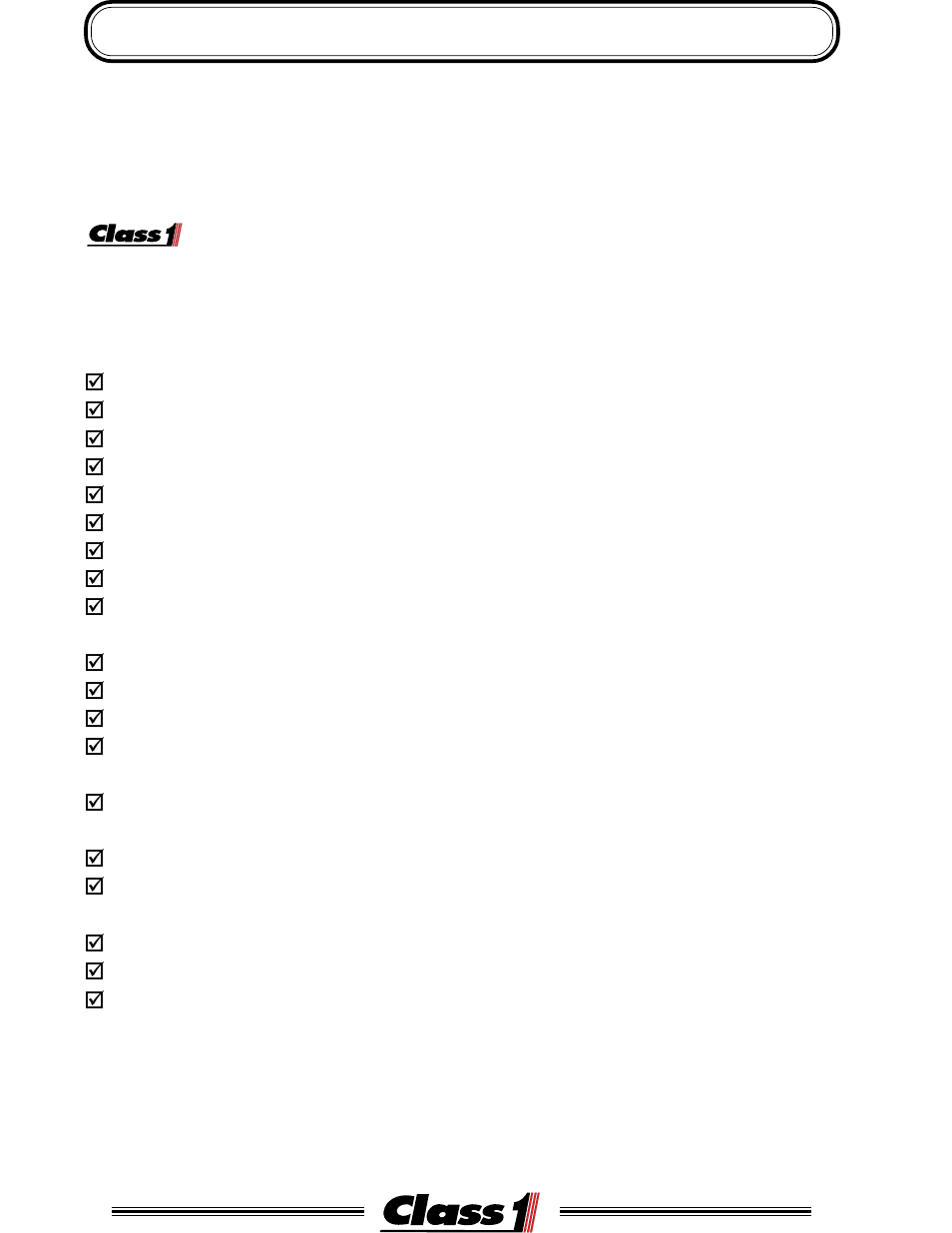 Standard features, Tandard, Eatures | Class1 Total System Manager User Manual | Page 2 / 12