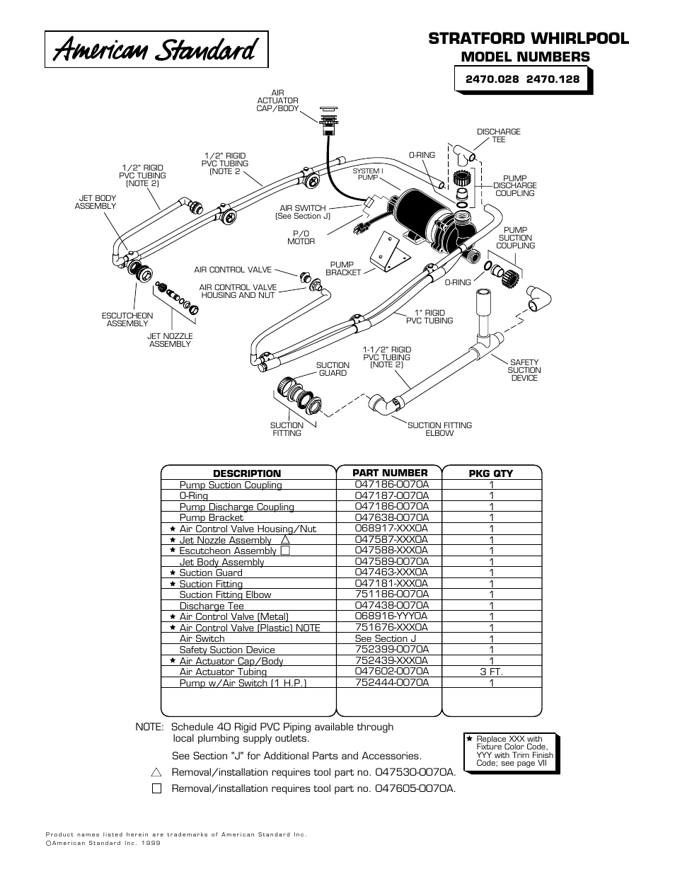 American Standard Stratford Whirlpool 2470.128 User Manual | 1 page