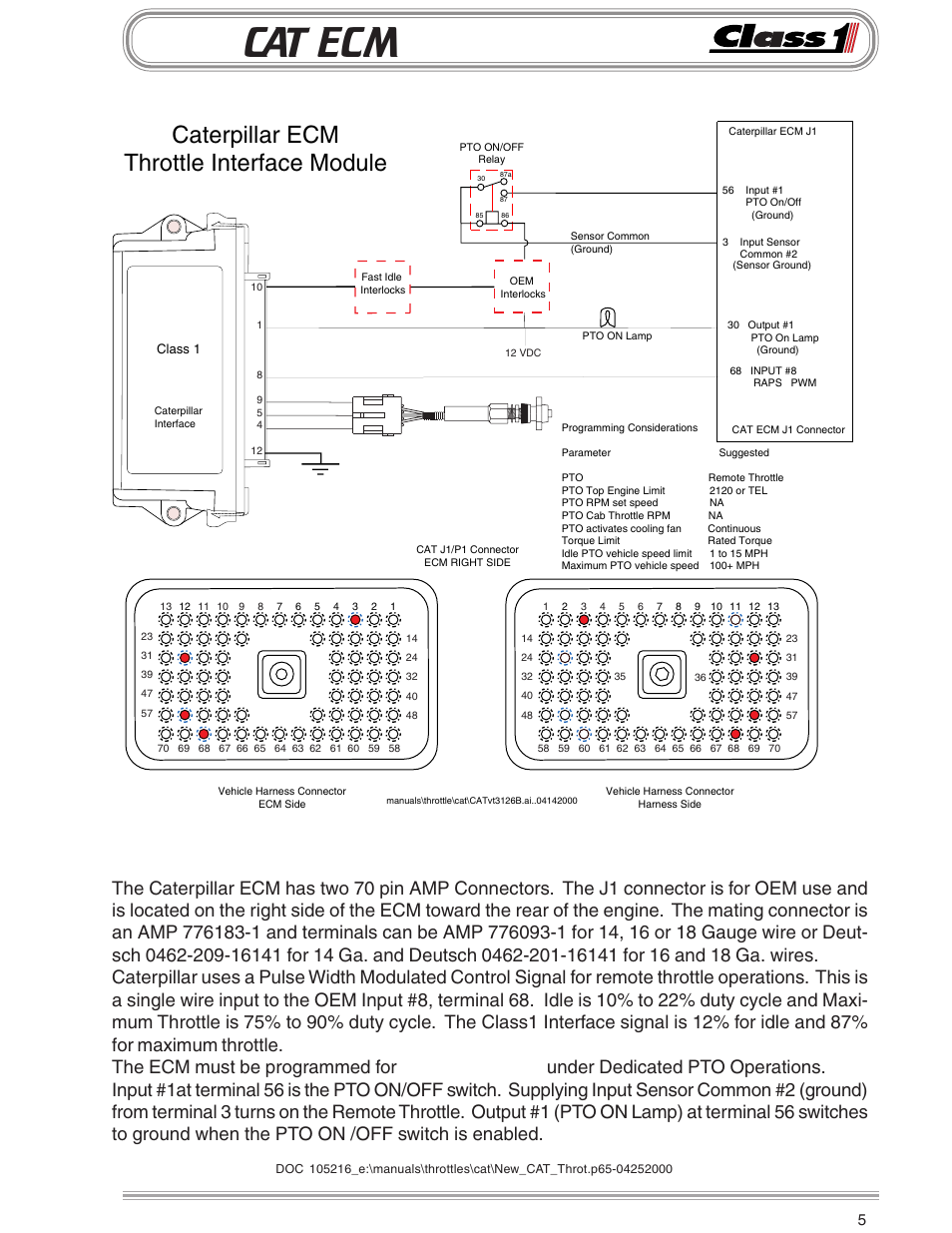 Cat ecm, Caterpillar ecm throttle interface module, Remote throttle | Class1 Vernier Throttle for CAT- new User Manual | Page 5 / 8