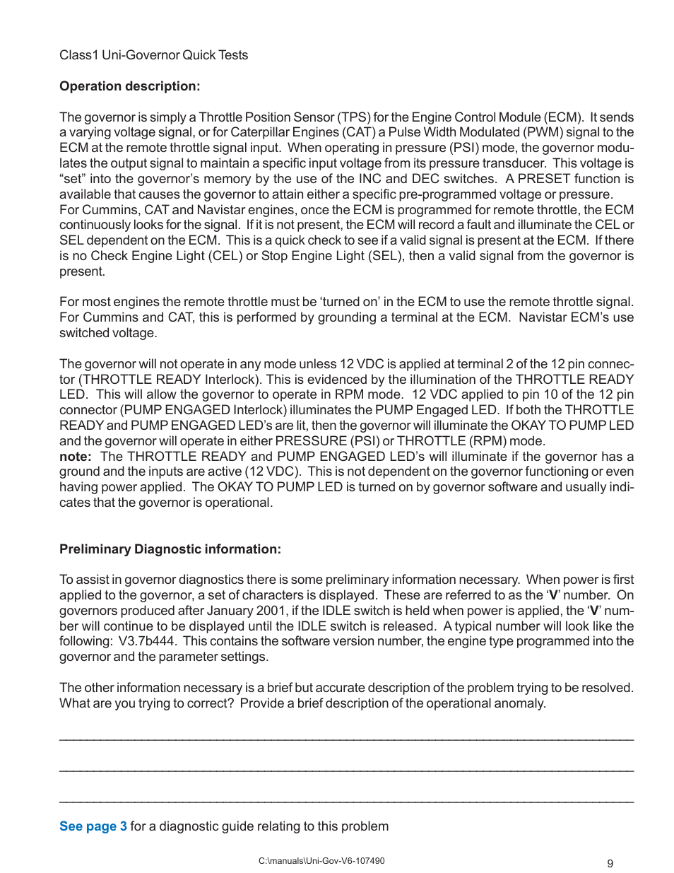 Diagnostics | Class1 107490 - UNI-Governor 107396 107269 software v  6 00 User Manual | Page 10 / 38