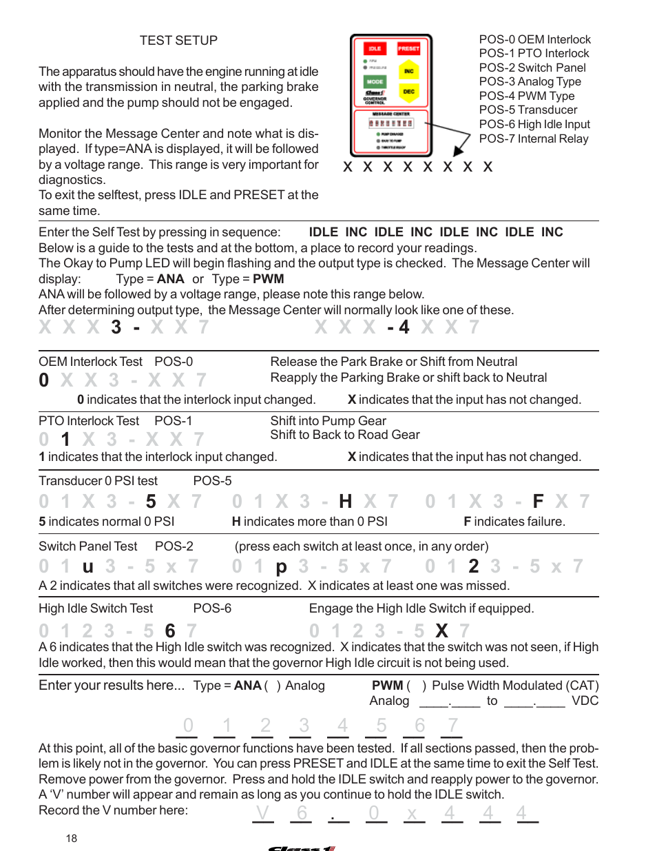 Self test, X x x 3 - x x 7 x x x - 4 x x 7 | Class1 107490 - UNI-Governor 107396 107269 software v  6 00 User Manual | Page 19 / 38