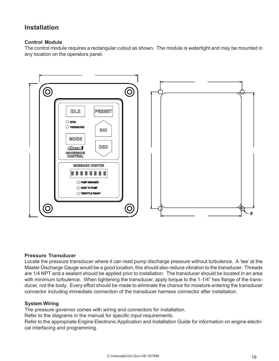 Installation | Class1 107490 - UNI-Governor 107396 107269 software v  6 00 User Manual | Page 20 / 38