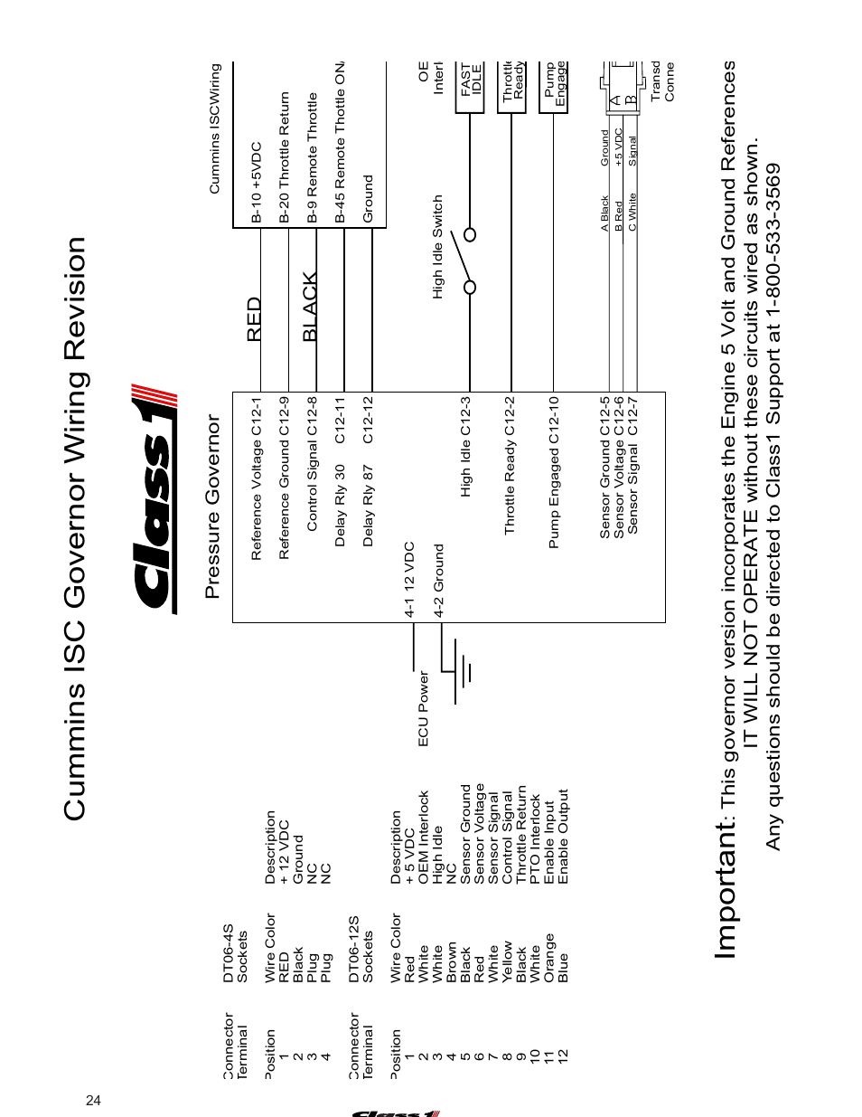 Isc wiring, Important, Cummins isc governor wiring revision | Pressure governor red black | Class1 107490 - UNI-Governor 107396 107269 software v  6 00 User Manual | Page 25 / 38