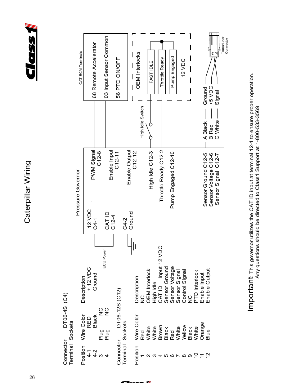 Cat wiring, Important, Caterpillar wiring | Class1 107490 - UNI-Governor 107396 107269 software v  6 00 User Manual | Page 27 / 38