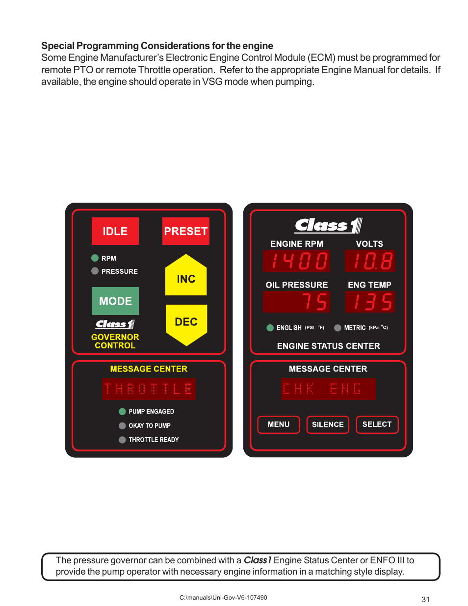 Engine ecm | Class1 107490 - UNI-Governor 107396 107269 software v  6 00 User Manual | Page 32 / 38