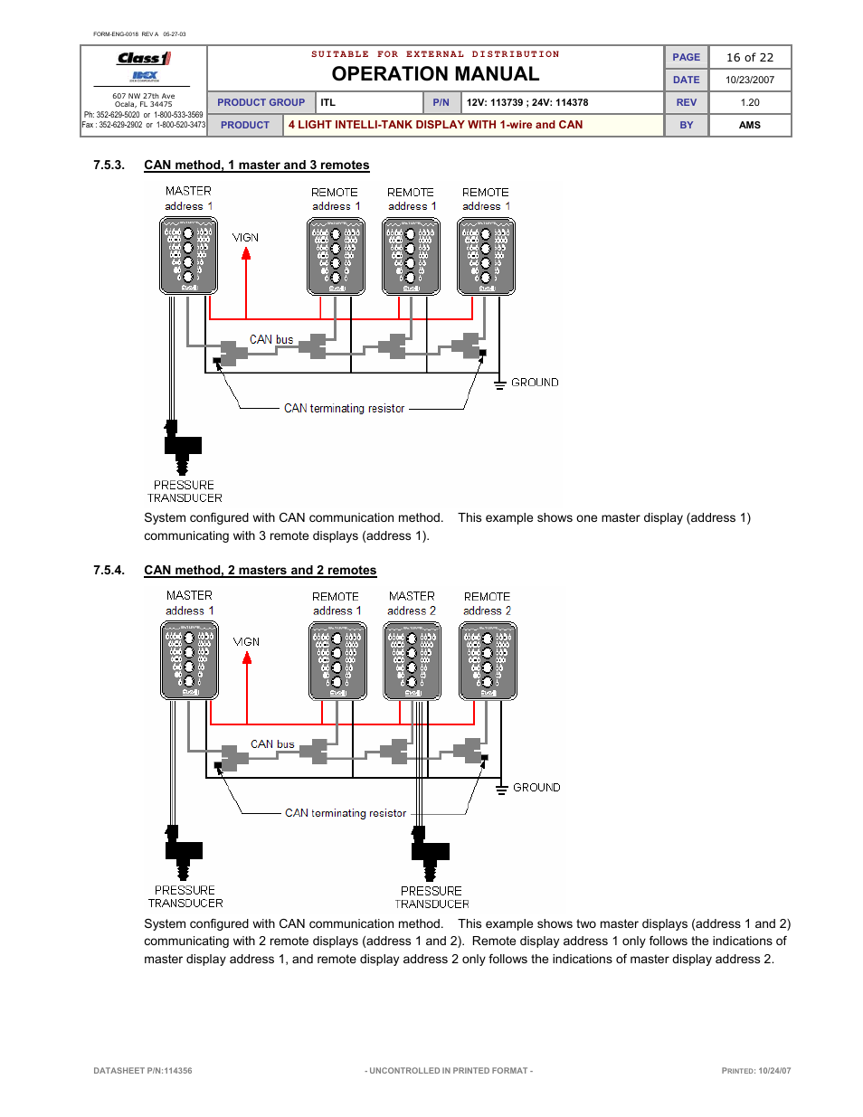 Operation manual | Class1 114356 - ITL 4LT with 1-wire and CAN COM 113739 114378 User Manual | Page 17 / 24
